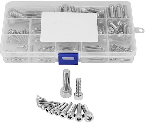 TOPINCN 135Pcs/Set Hex Socket Head Cap Screws Set 304 Stainless Steel Assorted M2.5 M3 M4 M5 M6 M8 Screws Assortment Kit with Storage Case