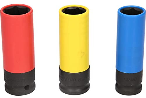 Brilliant Tools Juego de llaves de vaso de impacto para llantas de aluminio, SW 17/19 / 21 mm, 3 pzs