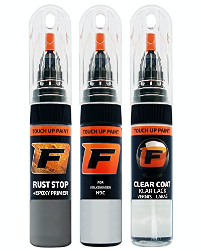 FIRANTO Lackstift Autolack Reparaturset für VW/Volkswagen H9C Weiss - 3-in-1 Autolack Kratzer Reparaturstift 15ml Grundierung, Klarlack