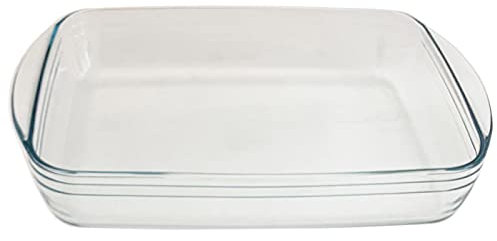 Tradineur - Fuente para horno rectangular - Fabricado en Vidrio - Apto para horno, microondas, congelador y lavavajillas - 4,5 Litros - 7,5 x 40 x 26,2 cm