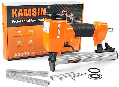 KAMSIN 8016K Grapadora neumática compacta para tapicería, calibre 21, tipo 80, grapas de 6-16 mm para muebles, tapicería