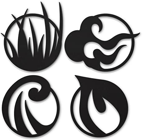 BeautiWall Vier Elemente Moderne Wanddeko Metall Schwarz - Beschichtete Wandschmuck Metallbilder - Wohnzimmer Badezimmer Schlafzimmer Wand Deko Metalldekoration - Inklusive Klebestreifen - 55 x 55 cm