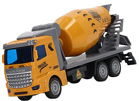 SPYMINNPOO Betonmischer-Spielzeug-LKW, Maßstab 1:48, Hohe Simulation, Zurückziehbares Auto, Spielzeug, Glänzend, Betrieb, Auto, Spielzeug, Baufahrzeug, Spielzeug für Kinder ab 3 Jahren(Flachkopf)
