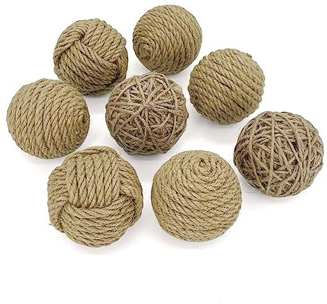 Palle decorative per ciotole di centrotavola, sfere decorative per riempire le ciotole di pasta per la casa, sfere decorative di corda di iuta per la casa, palle di riempimento del vaso 8 Pezzi