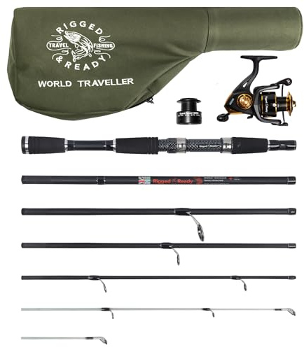 Rigged and Ready World Traveller Rod Reel Case Combination + 2 tips 215+190cm (7'+6') Angling Travel Pole. Spin Bait Carp Pike Freshwater Saltwater Sea Fishing