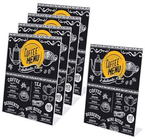 FOCCTS Lot de 5 présentoirs de table A4 en acrylique pour affiches, transparents DIN A4, porte-cartes de menu, support en L pour restaurants, café, expositions, bureau, photo