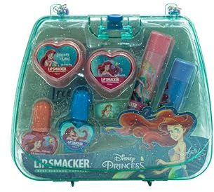Lip Smacker Princess Ariel Mini Tote Bag, Set de Maquillaje Todo en Uno para Niños, Maquillaje para Rostro, Labios y Uñas con Accesorios de Belleza para tus Hijos
