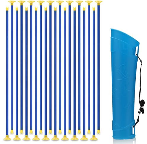 Huiguli 20 Stück Ersatz Saugnapf Pfeile, 42 cm Spielzeug Bogenschießen mit Ersatzpfeile, Innen und Außen Bogenpfeile für Jungen und Mädchen, mit 1 Köcher, Blau