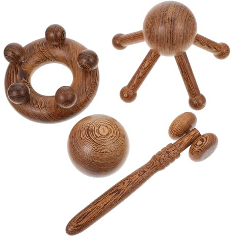 Gatuida 4piezas Masajeador de Cabeza Multifuncional Aparatos de Masaje de Madera Duraderos para Aliviar la Fatiga Cabeza y Cara Masajeador para Relajación Casa