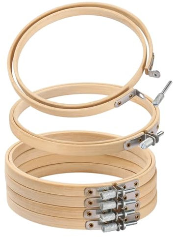 6 Stück Stickrahmen Holz Bambus Stickrahmen 20 cm - Stick rahmen Set für DIY Kreuzstich Stickerei Kunst Handwerk Nähen