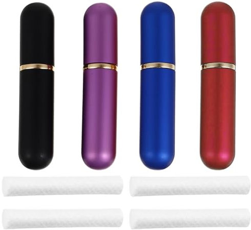 WBZOWRB 4 Piezas Inhalador Nasal, Inhaladores Nasales, Aluminio Buena Higroscopicidad Rellenables Para Aromaterapia Tubos De Aceite Esencial Varillas Vacías Aromáticas Con 4 Mechas De Algodón