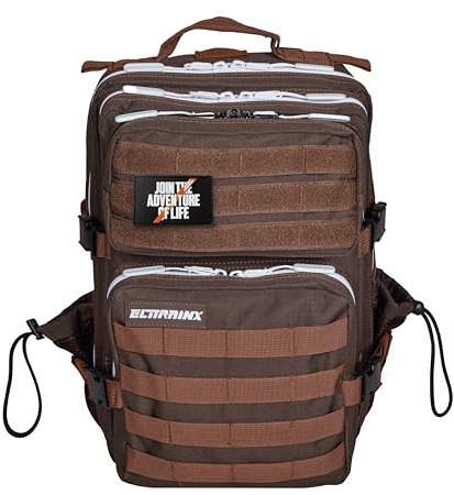 Elitex Training Elitrainx Zaino tattico idrorepellente da 25 l, per sport, cabina aereo, palestra, scomparto per computer, tessuto Oxford 1000D, Caffè