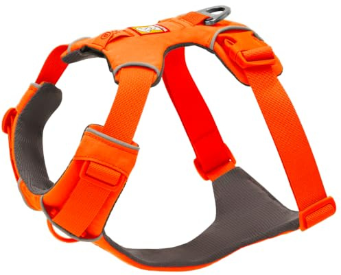 RUFFWEAR Front Range Harness, Reflective Y Medium Dog Harness, Adjustable Comfortable Padded Everyday Dog Walking, No Pull Pet Harnesses, 2 Lead Attachments & V Ring, Size X-Small, Blaze Orange