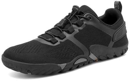 HUSKSWARE Zapatos Descalzos, Zapatos de Horma Ancha, Zapatos para Correr, Zapatos Deportivos, adecuados para Fitness, Trail Running, Caminar, Negro 45 EU.