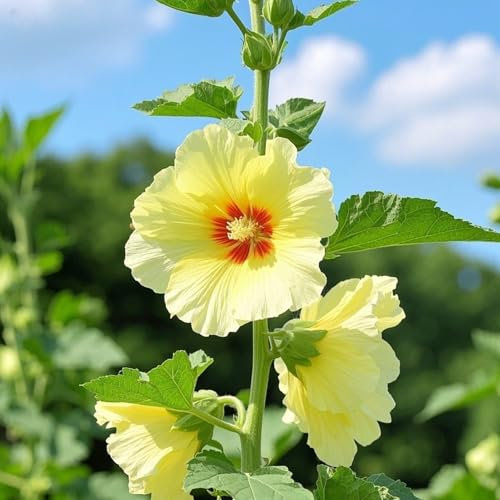 1000 Stcs Hollyhock Samen Zum Pflanzen Alcea Rosea Erboom Samen Biennale Blumenamen für Garten Pflanzung Anzieht Bestäber Gelb