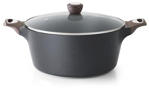 SENSARTE Nonstick Stock Pot with Lid, 2.6/4.5/6.6/8.5 QT Soup Pot Casserole Pot, Healthy Pasta Pot, Large Deep Cooking Pot, Big Sauce Pot Stew Pot, Induction Compatible, PFOA PFOS APEO Free, Black