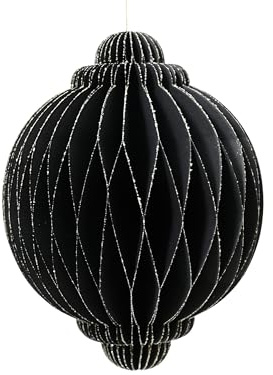 Kaemingk Figura de panal de abeja, 11,5 x 15 cm, papel 1 unidad, bola de panal con cierre magnético, decoración de panal para colgar, decoración de papel, bolas de panal y pompones, color negro