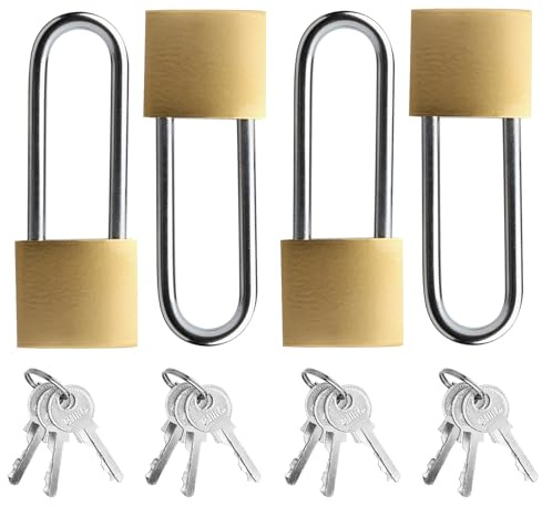 SGYKJ Cadenas à clé, cadenas de sécurité résistant aux intempéries de 32 mm, cadenas à anse longue avec clé, serrure de casier pour armoires, bagages, garage, casier de jardin, cadenas longs.