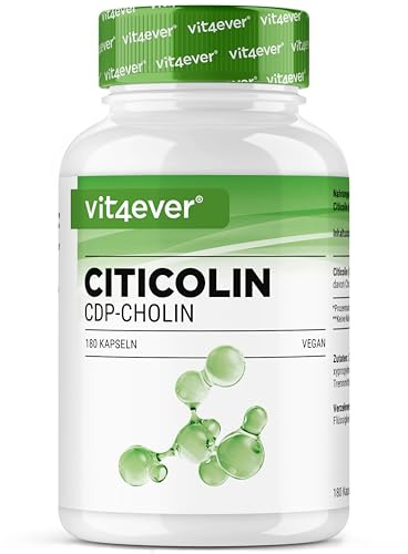 vit4ever CDP Colina (Citicolina) 250 mg - 180 Cápsulas - Alta Dosificación y Forma Bioactiva de Colina - Vegano, sin aditivos innecesarios