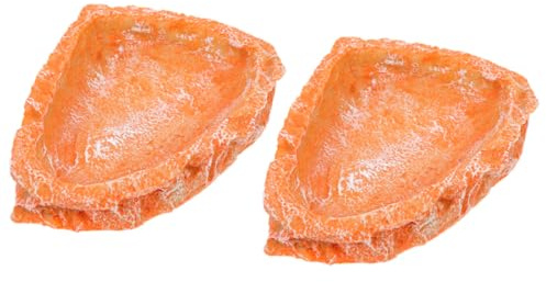 Cabilock 2 Cuencos para Reptiles, Plato de Alimentación y Agua para Tortugas y Lagartos, Cuenco de Resina Duradero, Color Rojo, Tamaño Medio, Accesorios para Terrarios y Mantenimiento
