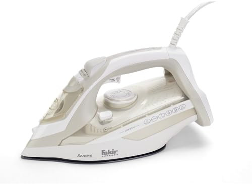 Fakir Avanti - Dampfbügeleisen mit Kabel, Antihaft-Bügelsohle aus Keramik & Abschaltautomatik I Anti-Kalk-Bügeleisen + Antitropf- & Selbstreinigungsfunktion & 150g Dampfverstärkung I Beige I 2800 Watt