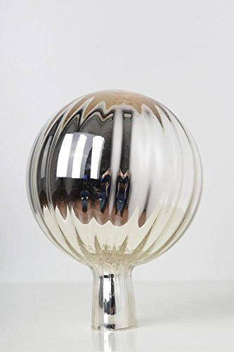 Rosenkugel aus Glas für den Garten – perfekte handgemachte Garten-Dekoration für Ihr Blumenbeetin vielen Farben, Formen und Größen, Hoche 23cm und Durchschnittlich 18cm, Silber