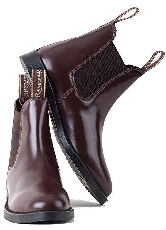 Rhinegold COMFEY CLASSIC LEATHER JODHPUR BOOTS FOR WOMEN - Traditional Horse Riding Boots - No Zippers, Easy On/Off, Elastic Sides (Brown, Size EU 39, UK 6)