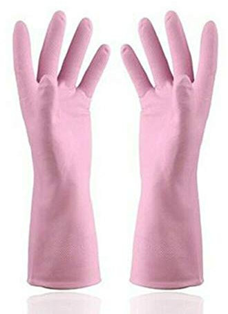 Schnittfeste schützende Silikon-Gummi-Spülhandschuhe, rose, 2