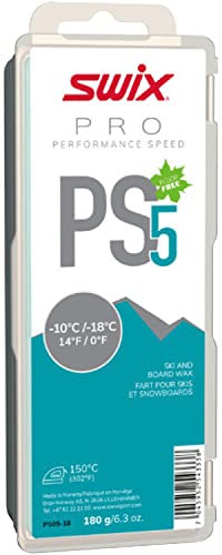 SWIX PS5 Turquoise -10 C/-18 C Performance Speed Ski Glide Wax, 180g