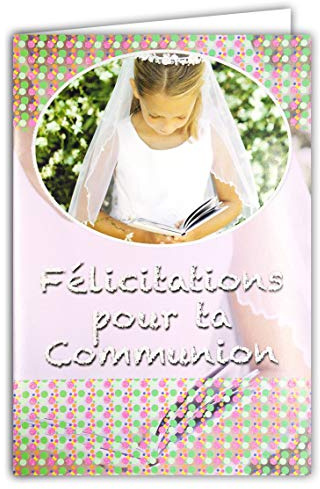 Afie 68-1019/1 kort med kuvert Gratulationer till din COMMUNION GYNGER Gryning vit klänning bibelfest våren