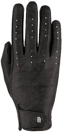 Roeckl Sports Reithandschuh Malaga, Turnier Sommer Handschuh, Schwarz Stonewashed 7.5