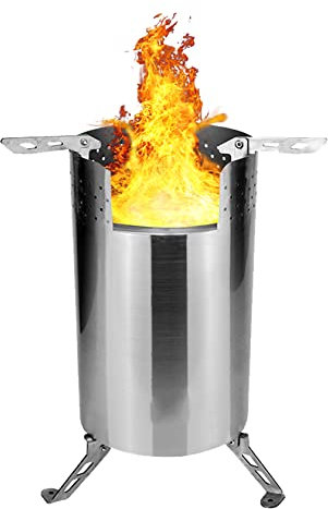 YYUINU Stove Lagerfeuer-Feuerstelle – rauchfreie Edelstahl-Feuerstelle für den Außenbereich | Tragbare Hinterhof-Feuerschale aus natürlichem Holz | Kein Gas oder Propan erforderlich,C