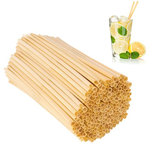 Bahan alamy Lot de 300 Pailles de Blé, Pailles Biodégradable, Pailles Naturelles - 100% Biodégradables - 100% Naturelles - Sans BPA (15cm)