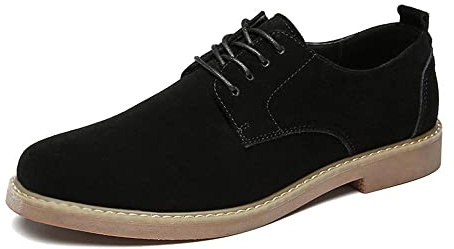 Zapatos Oxford de piel de ante de estilo británico para hombre, estilo casual, con cordones, Negro -, 41.5 EU