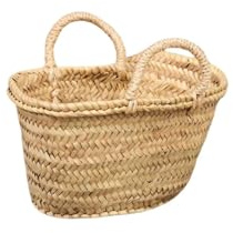 Cesteria Aparici - Bolso de Mimbre - Cesta de la Compra con Asas -Capazo playa o piscina - Bolso fibras naturales - Personalizable -Capazo Natural - (28x15x14, Asas Mimbre)
