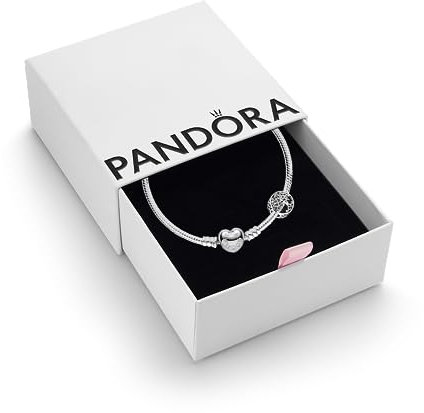 Pandora Family Roots Set - Women's Sterling Openwork Family Roots Charm & Heart Clasp Snake Chain Bracelet - Jewellery Set With Gift Box, Size 20
