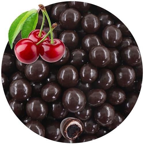 EinsSein 0,4 kg de cerises au chocolat | Cerises aigres confites avec chocolat noir | Alternative pour cerises aigres lyophilisées avec chocolat tendre et méga délicieuses | Cerises chocolatées
