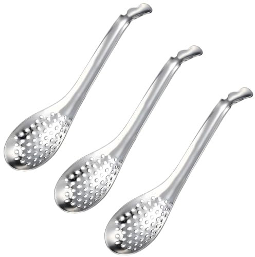 3 Pezzi Cucchiaio di Caviale Inossidabile, Cucchiaio con Foro, Cucchiaio Forato in Acciaio Inossidabile, Cucchiaio Molecolare in Acciaio, Piccolo Cucchiaio Scanalato in Acciaio, per la cucina di casa