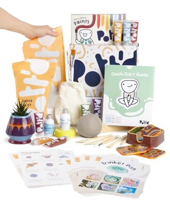 Pott'd at Home Pottery Kit for Adults. Air Dry Clay Kit for Beginners. Craft Kit for Adults Includes: Air-Dry Clay for Adult, Tools, Paints, Brushes, Sealant, How-to-Guides