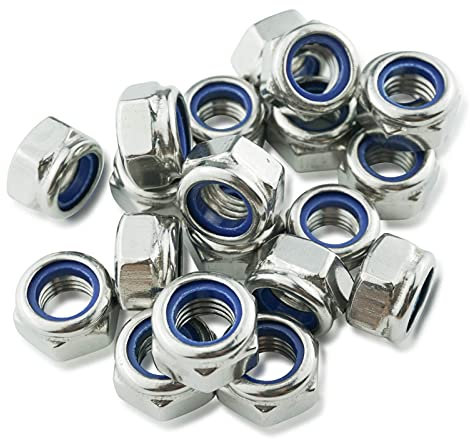 Ecrou M10, Écrous Inox 10mm (10 Pièces), Mehurr Écrous Hexagonaux en Acier Inoxydable A2 304 (DIN 985), Ecrou Frein de Blocage en Nylon, Écrou Autobloquant pour Boulons et Vis