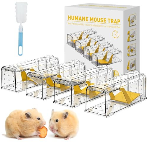 CLDFDC 4Pcs Piège a Souris Vivant pour Intérieur et Extérieur - Attrape Souris Intelligent, Facile à Utiliser, Facile à Nettoyer, Réutilisable, Libération sans Contact