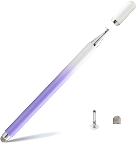 Twiller Disc Tablet Pen 2 in 1Tablet Pen per tutti i tablet con cappuccio magnetico, penna stilo touch stilo compatibile con iPhone, iPad, Samsung, Chromebook, ecc. Gradiente di colore bianco viola