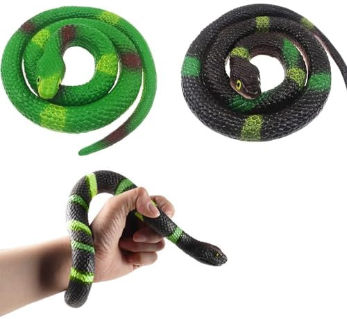 Tokaneit 2 Pièces Serpents en Caoutchouc Réalistes, Faux Serpent, 75cm Réaliste Rainforest en Caoutchouc Serpent, Accessoires de Jardin Blague Blague Cadeau