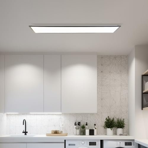 Lightbox Basic Pannello LED a superficie | 120 x 30 cm | pannello a parete e a soffitto senza tempo con cornice nera e luce bianca neutra (4000 K) | 4600 lm | per ogni stanza | in alluminio/plastica