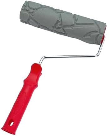 Rodillo de pintura, rodillo de pintura con patrones, rodillo de pintura con textura de ladrillo de imitación de goma de 10 pulgadas, herramienta de pintura con efecto de grano con mango, herramienta d