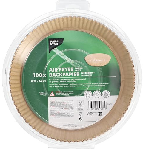 PAPSTAR, 100 fogli da forno Ø 23 cm · 4,5 cm marrone per friggitrici ad aria calda