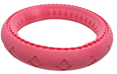 Anillo para masticar para perros – Juguete para masticar en forma de anillo de goma suave | Juguete interactivo para entrenamiento de dentición para morder, perseguir y morder