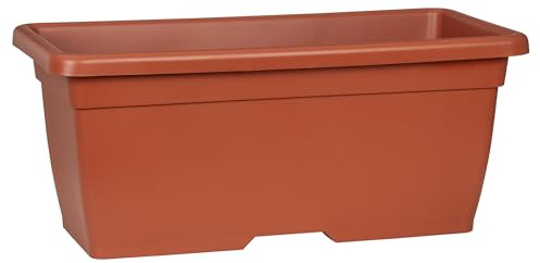 Scheurich Nora Long 80, Pflanzgefäß/Blumentopf/Pflanzkübel, rechteckig, aus Kunststoff, Farbe: Terracotta, 80 cm Breite, 40 cm Tiefe, 34 cm hoch, 96,6 l Vol.