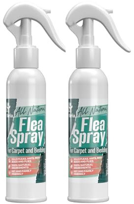 Flea Spray All Natural for Carpet & Bedding 250ml Pack of 2 – Fast Acting Pet &Family Safe Home Treatment that Kills Fleas Ants Bed Bugs and Flies with 100% Plant Based Formula by Petforia
