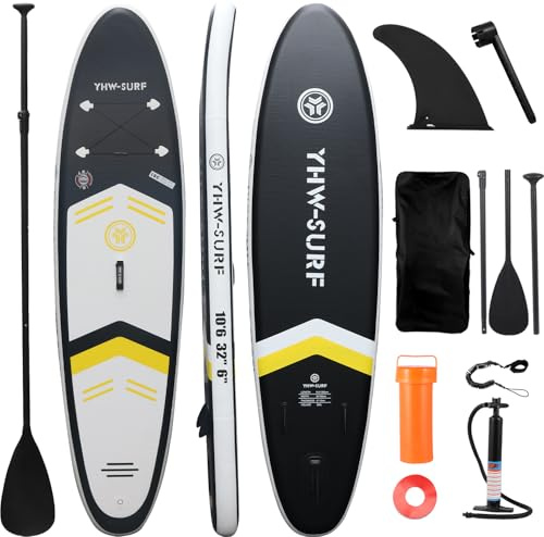 YoePuiw 10.6”32“6 Premium Inflatable Stand Up Paddle Boards with Durable SUP Paddle Board Accessories Wide Stable Design Includes Backpack Required Parts Non-Slip Comfort Deck for Youth & Adults